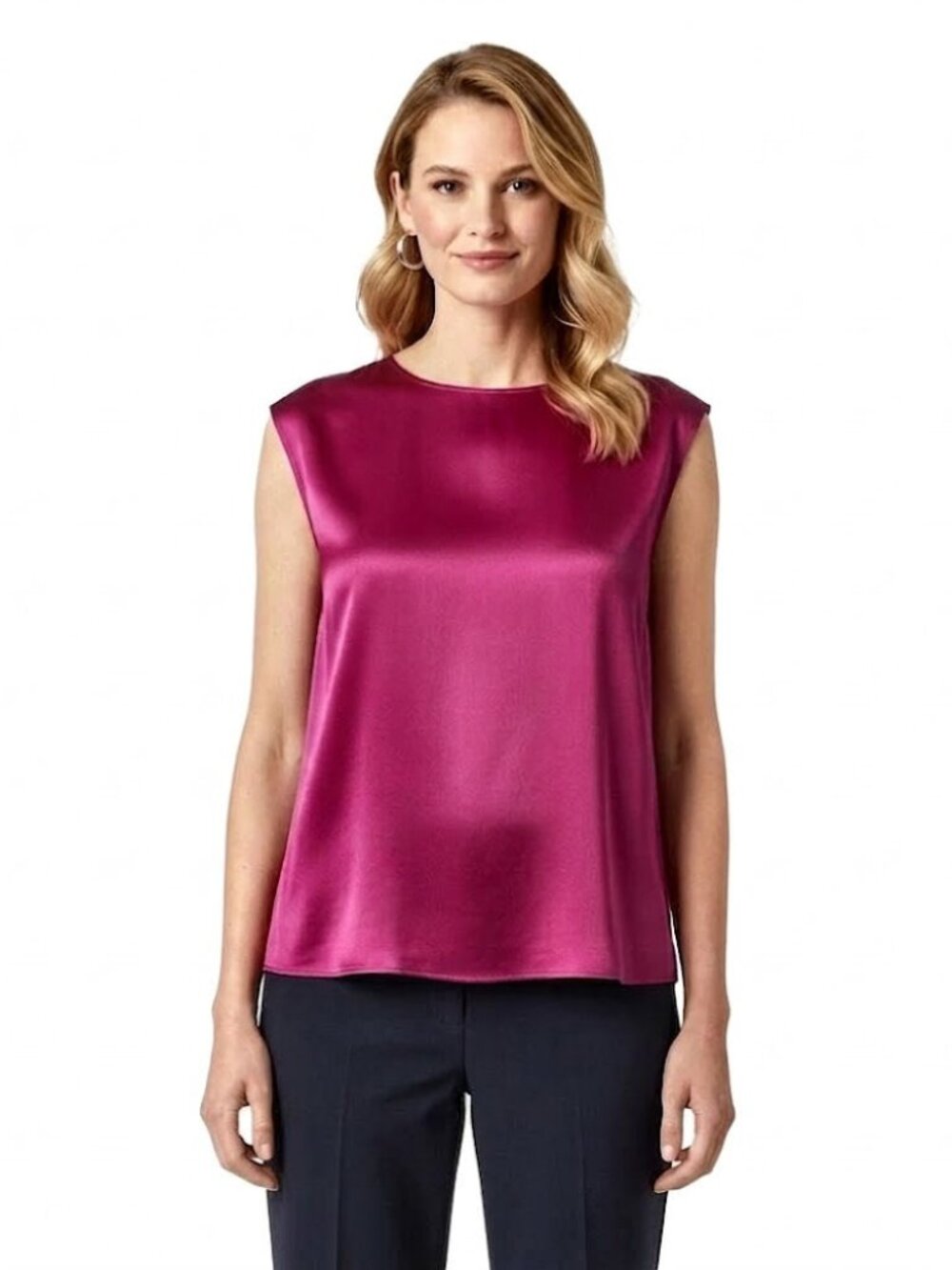 HELMUT LANG Women's Zipper Detail Lacquered Silk Top Fuschia Size XS NWOT